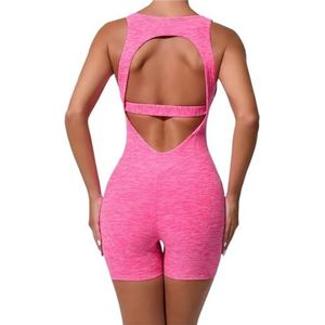 Naadloze yoga-jumpsuits, sport, fitness, hol, rug schoonheid, eendelig, strak, heupen heffen, training, sportkleding voor vrouwen (roze, S)