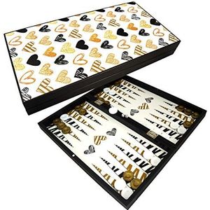PrimoLiving Valentine XXL Deluxe houten backgammon-spelset - 48 x 48,7 cm - huiskamerspel - praktisch reisspel met koffer - hoogwaardig bordspel voor jong en oud