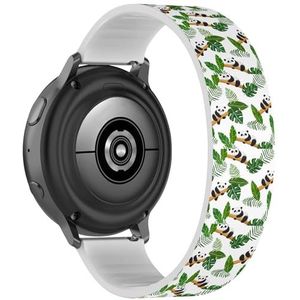 RYANUKA Solo Loop armband compatibel met Samsung Galaxy Watch 6 / Classic, Galaxy Watch 5 / PRO, Galaxy Watch 4 Classic (eenvoudige trendy pandabladeren) rekbare siliconen band accessoire, Siliconen,