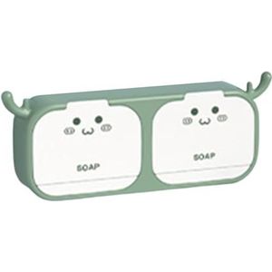 Zeepschotel, Zeeprek, Practical Soap Dish with Hooks, Keep Soap Dry and Tidy,(Double Green)