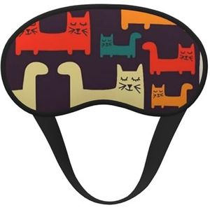 Slaapoogmasker voor dames en heren, zacht, comfortabel slaapmasker, verduisterend, slaapoogbedekking voor reizen, yoga, dutje, werk, kattenillustratie