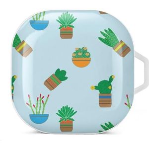 Planten cactussen potten oordopjes hoesje compatibel met Samsung hard shell beschermhoes witte stijl