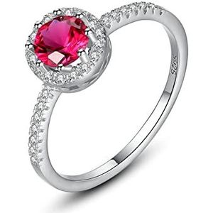 Pinky Promise Ring, trouwringringen voor vrouwen roze ronde Cubic Zirconia Sterling Zilver