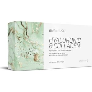BioTechUSA Hyaluronic&Collagen, Voedingssupplement-capsules met collageen, hyaluronzuur, vitaminen en aminozuren, 120 capsules
