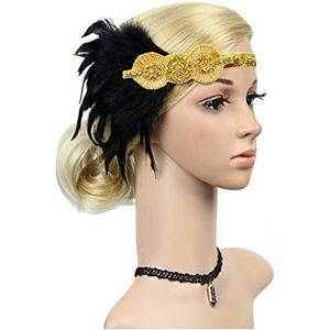 Veer Hoofdband Haarband 1920s hoofdtooi haaraccessoires hoofddeksel flapper hoofdband hoofdtooi veer garland meisjes Carnaval Veer Hoofdband (Size : B)