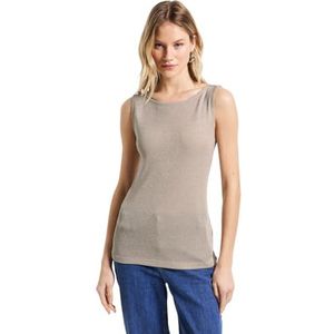 Street One Dames glinsterende geribbelde structuur top, Coastal Beige, 38