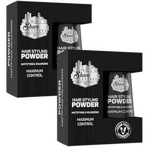 The Shave Factory Hair Styling Powder - Mattifying & Volumizing voor ongeëvenaarde Textuur, Volume en Matte Afwerking - Perfect voor Elke Look en Haartype 20g (2 Stuks, Classic)