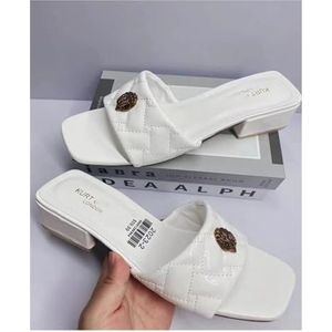 Vrouwen Slippers Zomer 2023 Hoge Hakken Open Teen Dikke Hak Vrouwen Sandalen Hardware Slides Vrouwelijke Slippers S (Kleur : WHITE, Size : 40 EU)