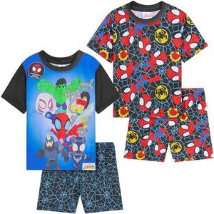 Get Trend Jongens pyjama 1 of 2 stuks korte mouwen pyjama set voor kinderen tieners loungewear nachtkleding comfortabele nachtkleding geschenken voor jongens, Multi Spidey 2 Pack, 4-5 jaar