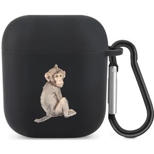 Leuke Aap Leuke Case Voor AirPods 2 & 1 Schokbestendige Beschermende Hoofdtelefoon Gevallen Cover Met Sleutelhanger Voor Mannen Vrouwen