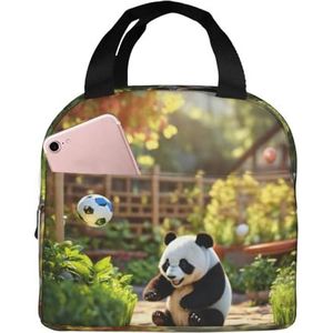Panda Print Lunch Bag Geïsoleerde Lunch Box Tas Herbruikbare Tote Tas Voor Vrouwen Mannen Werk Kantoor Reizen