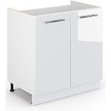 Vicco Fame-Line Keukenkast, hangkast, onderkast, kitchenette, hoogglans (wit hoogglans, spoelbakonderkast 80 cm)