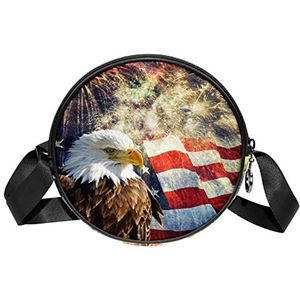 Messenger Bag American Flag Eagle Crossbody Tas voor Vrouwen Rond, Meerkleurig, 6.7x6.7x2.3 in, Sling Rugzakken