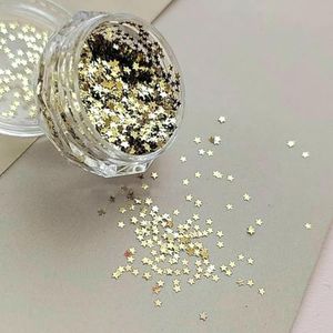 Mini sprankelende cirkel glitter nageldecoratie golf stip retro eenvoudige stijl zwart goud laser nagelkunst doe-het-zelf accessoires-ster (goud)