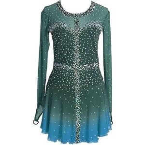 C,11/13,PONNYC Kunstschaatsjurk Met Kleurverloop Handgemaakte Schaats Kleding Voor Meisjes Gymnastiek Kleding Voor Teamsporten Turnpakjes Voor Artistieke Gymnastiek Met Kristallen