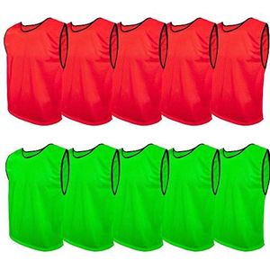SPORTSBIBS Voetbalslabbetjes, 10-delige set, 10-delige set, voor kinderen en volwassenen, markeringsshirt, zonder logo, teamgame-trui, markeringsshirt voor heren, senioren, junioren, kinderen