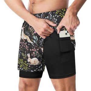 Aquarel Patroon Herten En Bloemen Grappige Zwembroek Met Compressie Liner & Pocket Voor Mannen Board Zwemmen Sport Shorts
