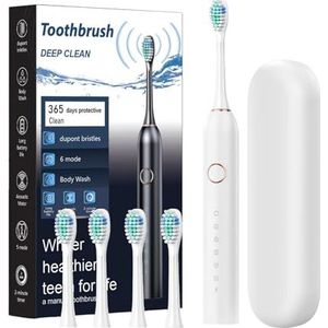 Oplaadbare elektrische tandenborstel - elektrische tandenborstel voor volwassenen, oplaadbare 40000 VPM 6 modi 2 minuten slimme timer snel opladen duurt 180 dagen tandenborstel voor volwassenen