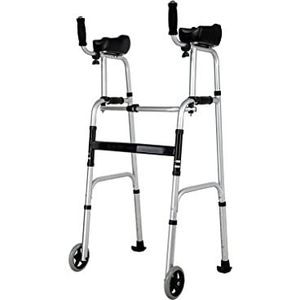 Lichtgewicht rolstoel Mobility Aids 2 Wielen Staande Walker, Opvouwbaar Lichtgewicht Aluminium Walking Frame met Armsteun, Rollator Walker Houdt tot 99,8 kg Comfort Reisstoel Rolstoel