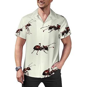 Realistische mieren heren casual button-down shirts korte mouw Cubaanse kraag T-shirts tops Hawaiiaanse T-shirt 2XL