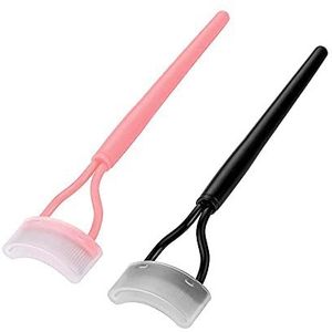 Wimperkam-2 Pack Wimpers Separator-Metalen Tanden Wimper Kam Kam met Kam Cover, Draagbare Wimper Comb-Arc Ontworpen Cosmetisch Gereedschap Zwart