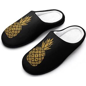 Gouden Ananas Katoenen Slippers Voor Vrouwen Warme Anti-Slip Rubber Zool Huis Schoenen Voor Indoor Hotel 9-10 (40-41)