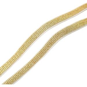 Elastische band 10/15/20/25/30mm goud zilver glitter elastische banden tailleband elastische band doe-het-zelf naaien kant trim kledingstuk accessoire 5 meter elastisch voor naaien (kleur: goud-witte
