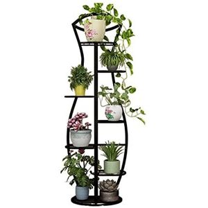 Bloemenstandaard Plantenrek Metalen Bloem Display Stand Woonkamer Indoor Balkon Vloer Plank Bloemen Houder Decoratie Plantentrap ( Color : Black , Size : 140*30*48cm )