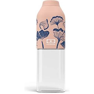 MONBENTO - Waterfles MB Positive M Ginkgo 500ml - Lekvrije fles - Ideaal voor Kantoor, Sport, Picknick - Vrij van BPA - Sans Bpa - Nul Afval - Japans Motief - Roze en Blauw