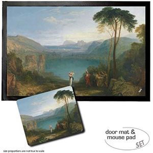 1art1 Joseph William Turner, Lake Avernus, Aeneas And The Cumaean Sibyl, 1798 Deurmat (60x40 cm) + Muismat (23x19 cm) Cadeauset