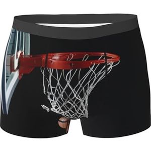 ZJYAGZX Basketbalprint Heren Zachte Boxer Slips Shorts Viscose Trunk Pack Vochtafvoerend Heren Ondergoed, Zwart, L