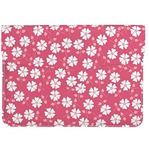 Bloemen Textuur Roze Gedrukt Lederen Laptop Mouw Waterdichte Slanke Beschermende Notebook Tas voor Werk Kantoor Outdoor Business