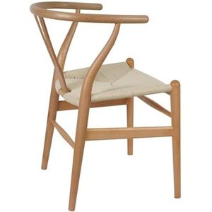 Y Chair (Wishbone Chair) massief houten eetkamerstoel met armleuning uit het midden van de eeuw en zitting van hennep (gemaakt van essenhout - walnoot) (essenhout - walnoot).(Ash Wood Black,Pack of 4)