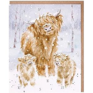 Wrendale Highland Cows Traditionele adventskalender - A5 kerstkalender kaart