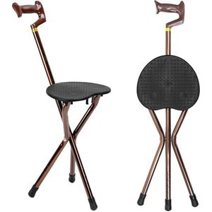 QWORK wandelstok met zitting, verstelbare wandelstok 5 hoogteniveaus