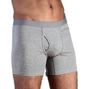 Boxershorts voor heren, met gulp, biologisch katoen, onderbroek, ondergoed, 7 kleuren, grijs (tailleband)., L
