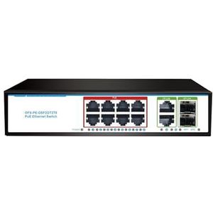 SAEVVCJWW 120 W 8 Gigabit PoE+2 RJ45+2 SFP Gigabit Fiber Durable PoE+ SFP Fiber 8 PoE 48 V Gigabit Switch (grootte: 10RJ45 2SFP EU-stekker)