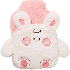 Warmwaterkruik met hoes, 0,3 l, 0,4 l, 0,5 l, 1 l, warmwaterzak voor menstruatie, nek, schouder, voeten, warmer, warmwaterzak (konijn 400 ml)