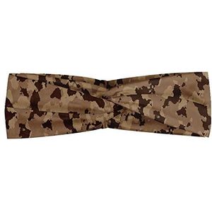 ABAKUHAUS Camouflage Hoofdband, Earth Tones Patroon van Camo, Elastische en Zachte Bandana voor Dames, voor Sport en Dagelijks Gebruik, Cocoa Camel en Brown