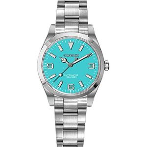 Cronos L6016 Automatische Jurk Mannen Horloge Saffier Glas 8215 Mechanische Rvs Armband Horloges, Kleur 3