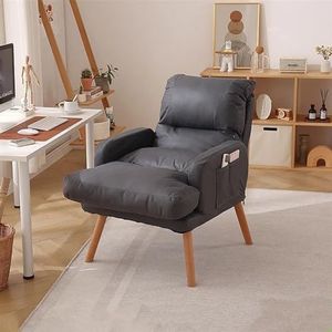 Living Room Chairs Moderne eenvoudige woonkamer fauteuil kleine computerstoel bank huishoudelijke vrijetijdsstoel comfortabel plus voetensteun kruk for woonkamer slaapkamer leeskamer (Color : Black t