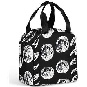 Gothic En Boho Maanfase Lunch Box Voor Vrouwen Mannen Geïsoleerde Lunch Tas Herbruikbare Lunch Tote Bag Lunch Container