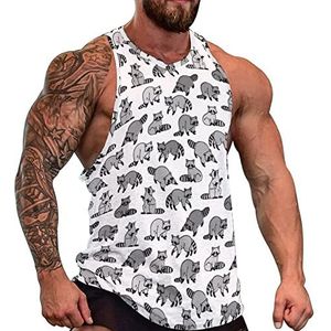 Raccoon Life Heren Tanktop Grafische Mouwloze Bodybuilding Casual Shirts Strand Shirt Grappig Gym Spier