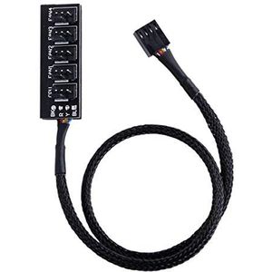 ZLKSKER 4-pins PWM-ventilatorhub, PC interne ventilatorvoedingskabel (13-inch, 24AWG), 4-pins en 3-pins CPU-koelventilator 1 tot 5 splitter 5-weg adapter