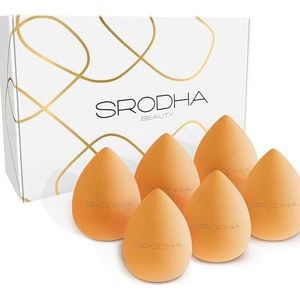 SRODHA Beauty Make-up Sponzen Set | 6-delig Pack | Vloeibare Make-Up Blender Spons Sets | Voor het mengen van Gezicht Teint Foundation Concealer Cream Producten Poeder (traal Oranje)