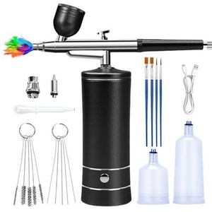Draadloze airbrush-set, airbrush-set met compressor, oplaadbare handairbrush voor make-up, nageldecoratie, taartdecoratie, oplaadbaar