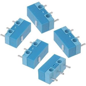 SFOCQVISH Micro-muisschakelaar, 0,74n, 5 stuks, blauwe hoes met witte stippen, contacten van zilverlegering, levensduur van 20 miljoen