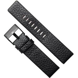 dayeer Lederen herenhorlogebanden voor Diesel DZ1657 DZ1405 DZ120 Horlogeband Polsbanden (Color : Black-black Buckle, Size : 30mm)