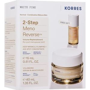 KORRES White Pine 2-Step Meno Reverse Gezichtsverzorgingsset tegen een voordeelprijs, gladmakend concentraat 15 ml en dagcrème 40 ml voor de huid na de menopauze, veganistisch