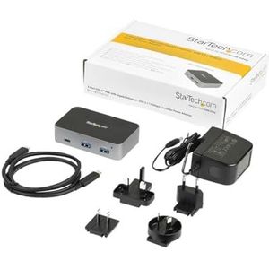 StarTech.com USB-C-hub, 3 poorten, met Ethernet-netwerkpoort, USB 3.1 Gen 2, 10 Gbit/s op 2 x USB-A en 1 x USB-C – stroomvoorziening – (HB31C2A1CGS)